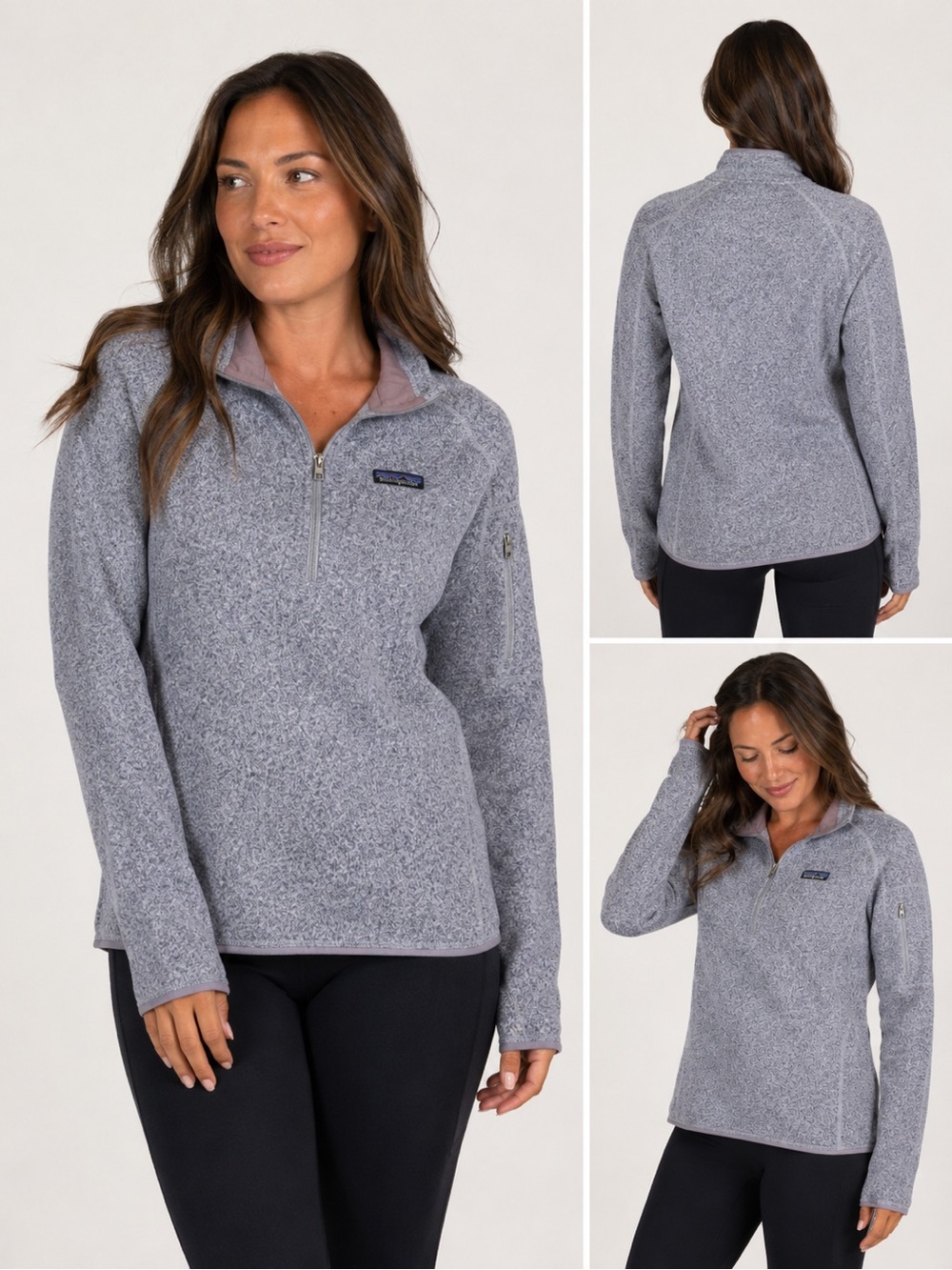 Patagonia Better Sweater 1/4 Zip Fleece S Heathered Gray Purple Outdoor Cozy
